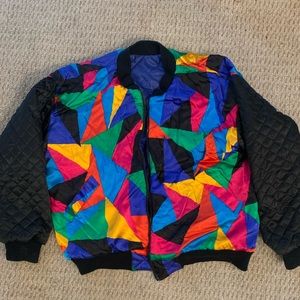 80s Colorful Vintage Reversible Bomber Jacket
